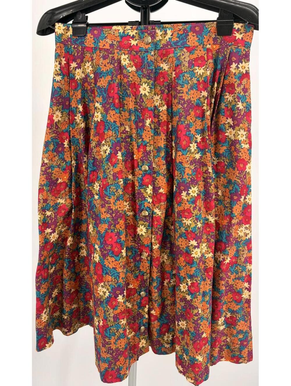 Vintage Floral High‎ Waist Button Front Skirt Cottagecore 14